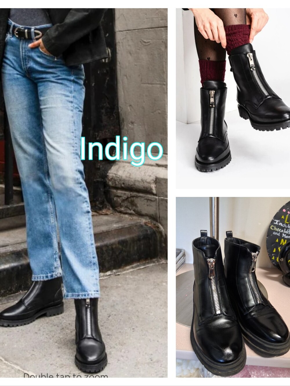 Indigo Combat zipper Boots